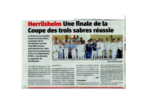 2013 - L'Alsace - Coupe des 3 sabres