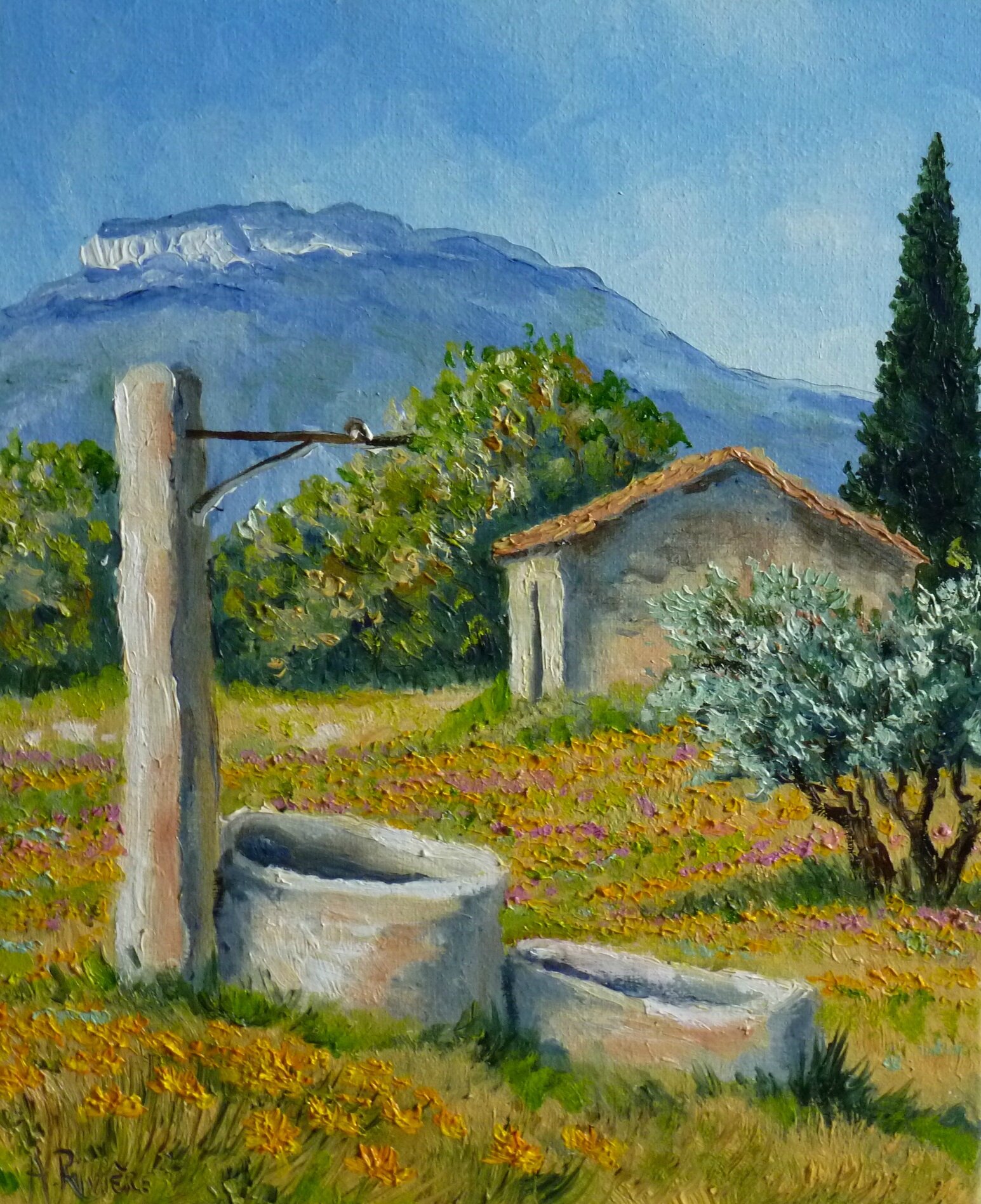Peinture huile paysage Provence
