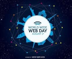 Poster celebrating World Wide Web day. Design features many ...