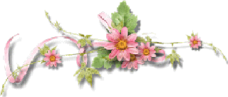 Gif barre gerbera et feuilles ruban rose Droite 320 pixels