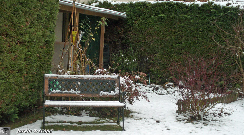 Banc du jardin sous la neige - 30 novembre 2008