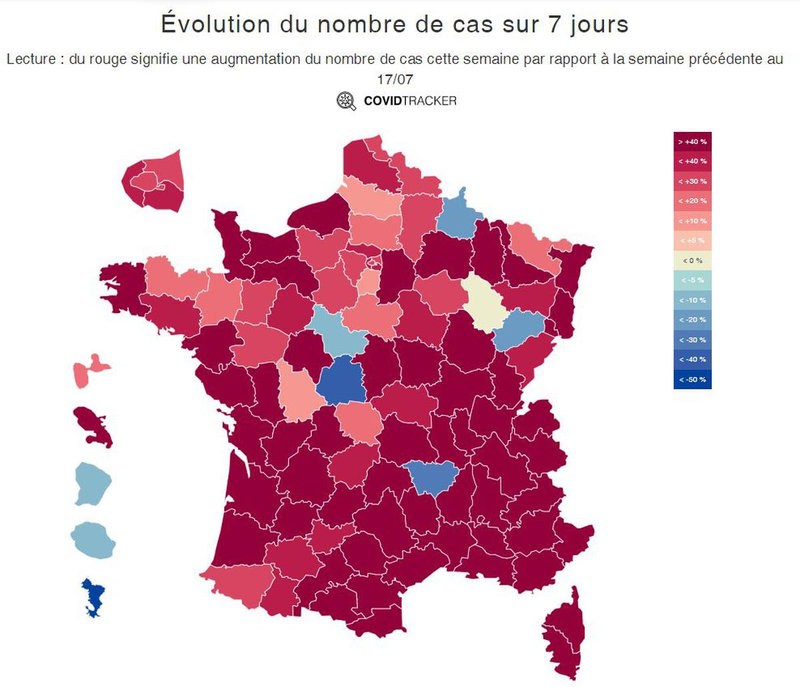 2021 07 18 évolution du nombre de cas en 7 jours