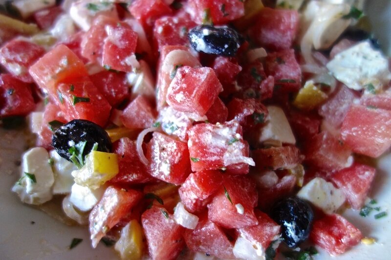 salade de pastèque à la fêta et au citron confit