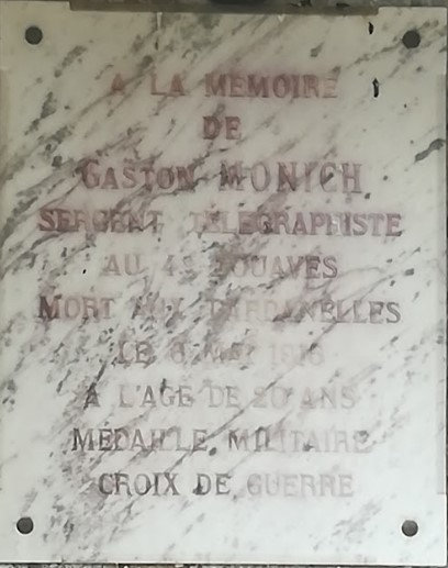 MONICH Gaston - Plaque mortuaire - Cimetière Le Perthus