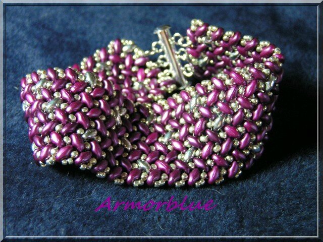 super duo knit herringbone bracelet prune(2)