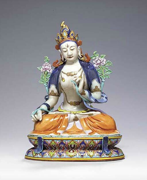 A rare famille rose figure of white Tara, Qianlong period (1736-1795)