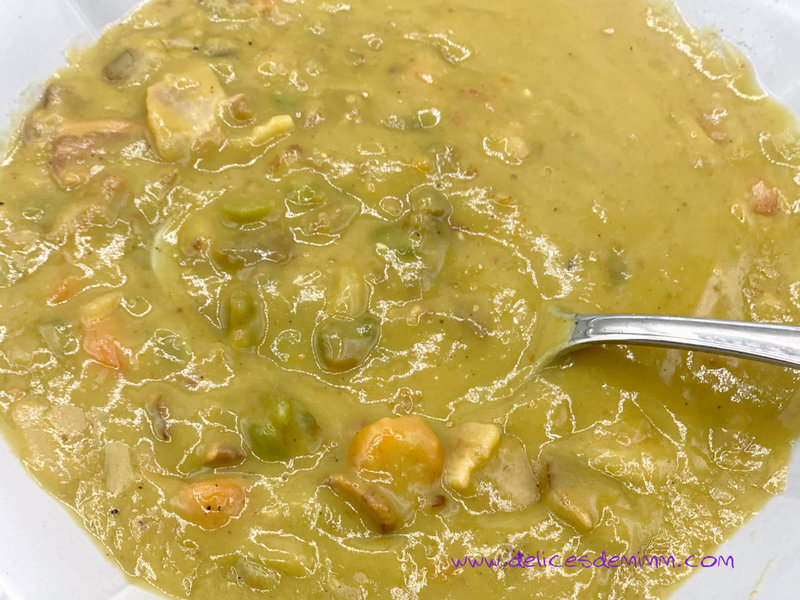 Soupe rustique de pois cassés à la ventrêche 4