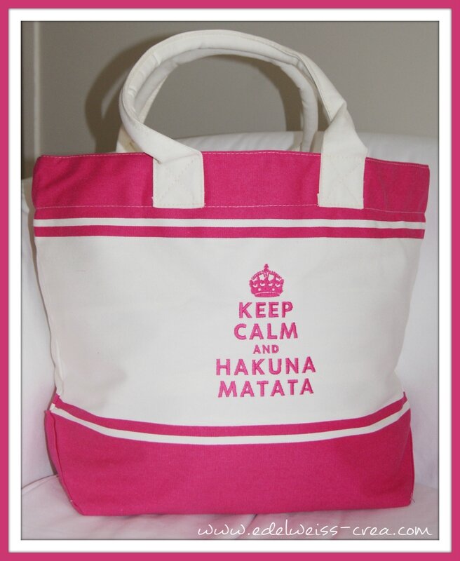 Sac de plage brodé - Keep Calm and Hakuna Matata