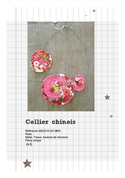 MD2210-2013#53 Collier chinois rose