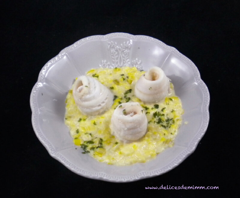 Roulades de filets de sole à la fondue de poireaux 2