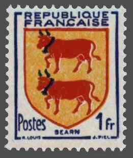 Timbre de France annee 1951 - 0901 - Armoiries du Bearn - Serie armoiries des provinces de France