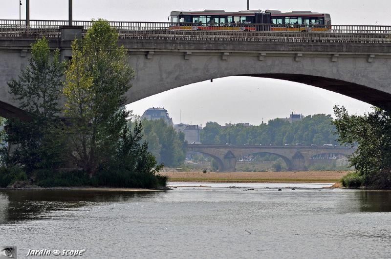 Pont SNCF jumelé au Pont Thinat et le Pont George V au fond