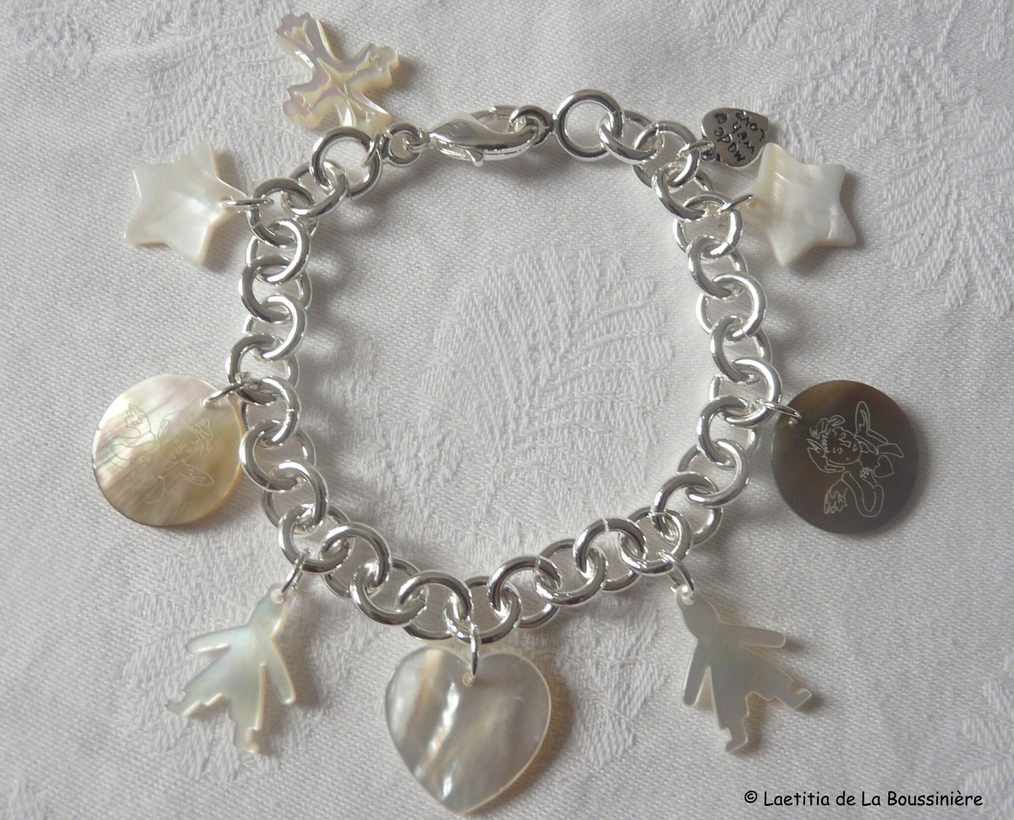 Bracelet sur chaîne plaqué argent ronde