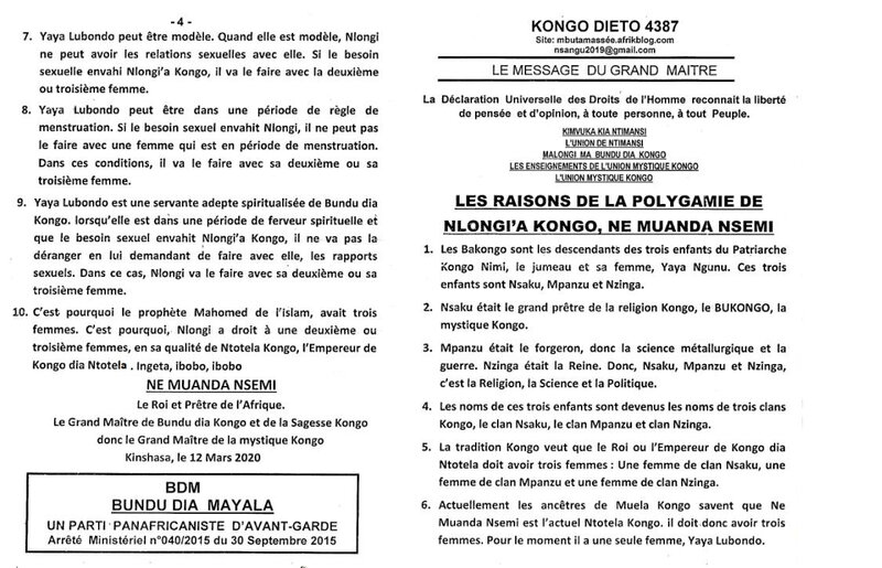 LA RAISON DE LA POLYGAMIE DE NLONGI'A KONGO NE MUANDA NSEMI a