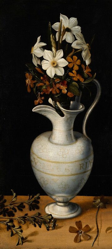 Ludger tom Ring the Younger (1522-1584), Narcissi, Periwinkle and Violets in a Ewer, c