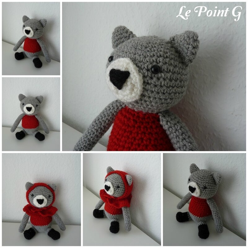 Peluche Chat Peron Rouge chaperon chat crochet tuto tutoriel patron diy crochet