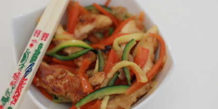 Wok de dinde et julienne de légumes - Maud