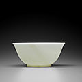 A fine and rare white jade bowl, Qianlong incised four character mark and <b>of</b> the period (1736-1795)