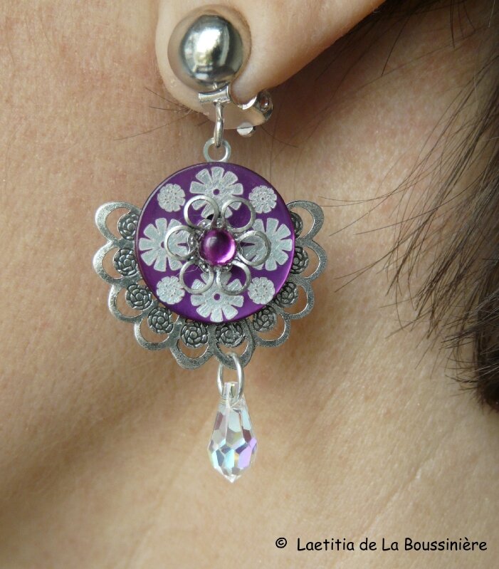 Boucles d'oreilles Eventail (violet)