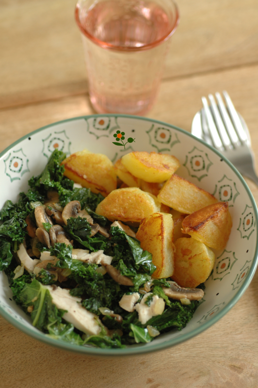 Poêlée de chou kale & champignons de Paris