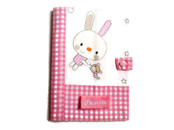 Protge_carnet_lapin_vichy_face