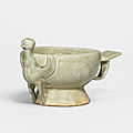 A rare Yue <b>bird</b>-<b>form</b> cup, Five Dynasties (907-960)