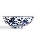 A Rare Large Blue and White 'Fruit Spray' Bowl, Mark and Period <b>of</b> Xuande (1426-1435)