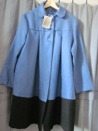 manteau d'été bicolore en lin bleu france et noir (17)