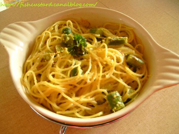 Spaghetti à la crème d'asperges vertes, citron et a (5)