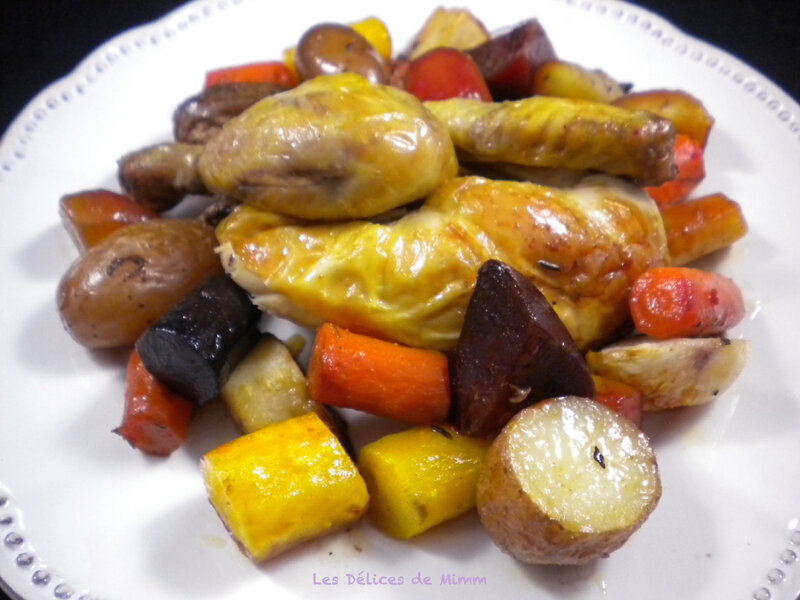 Coquelet aux légumes racines confits au four 3