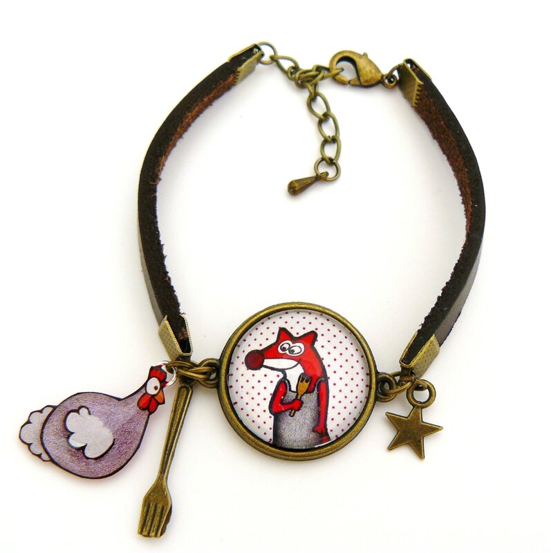 bracelet poule et renard