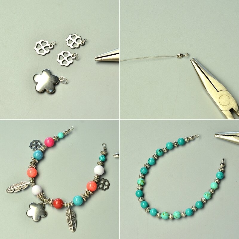 PandaHall-Tutorial-on-Two-strand-Mix-Beads-Bracelet-with-Tibetan-Style-Feather-Pendants-2
