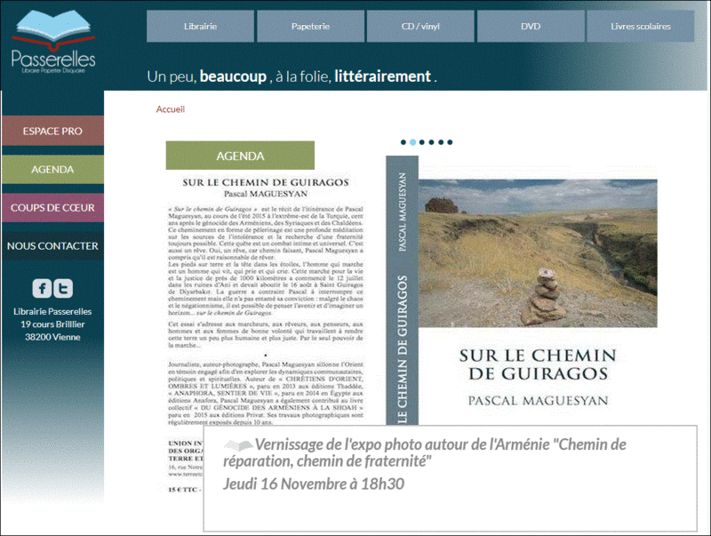 SUR LE CHEMIN DE GUIRAGOS - PASCAL MAGUESYAN - LIBRAIRIE PASSERELLES VIENNE ISERE - 16 NOVEMBRE 2017