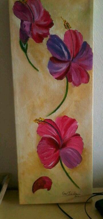 Hibiscus acrylic sur toile