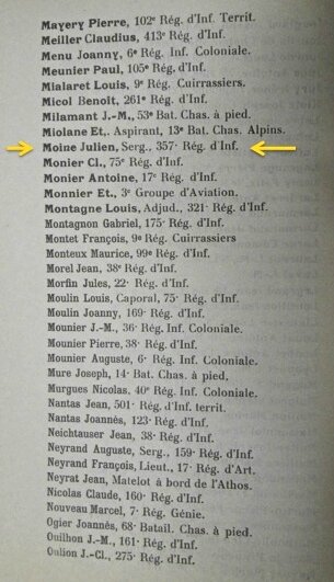 Moine fléché sur liste 1923