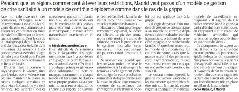 2022 02 02 SO L'Espagne veut changer de stratégie globale face au virus3