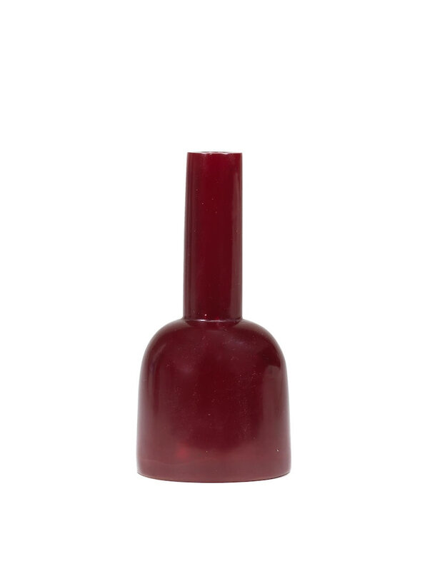 A red glass mallet-shaped vase, Guangxu incised four-character mark and of the period (1875-1908)