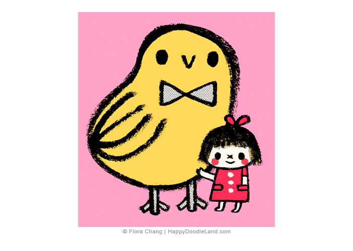 Big+Bird+And+Girl+©+Flora+Chang+-+Happy+Doodle+Land+copy