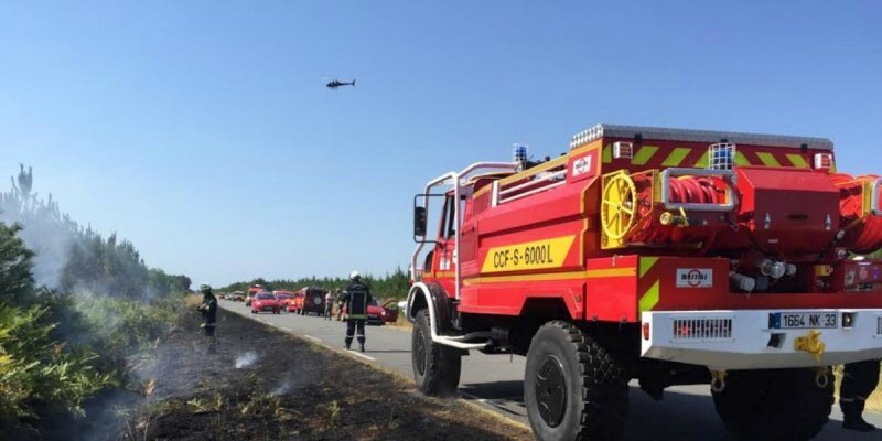 Départ de feu à Hourtin sur une parcelle de pins