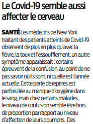 2020 04 19 SO Le covid-19 semble aussi affecter le cerveau