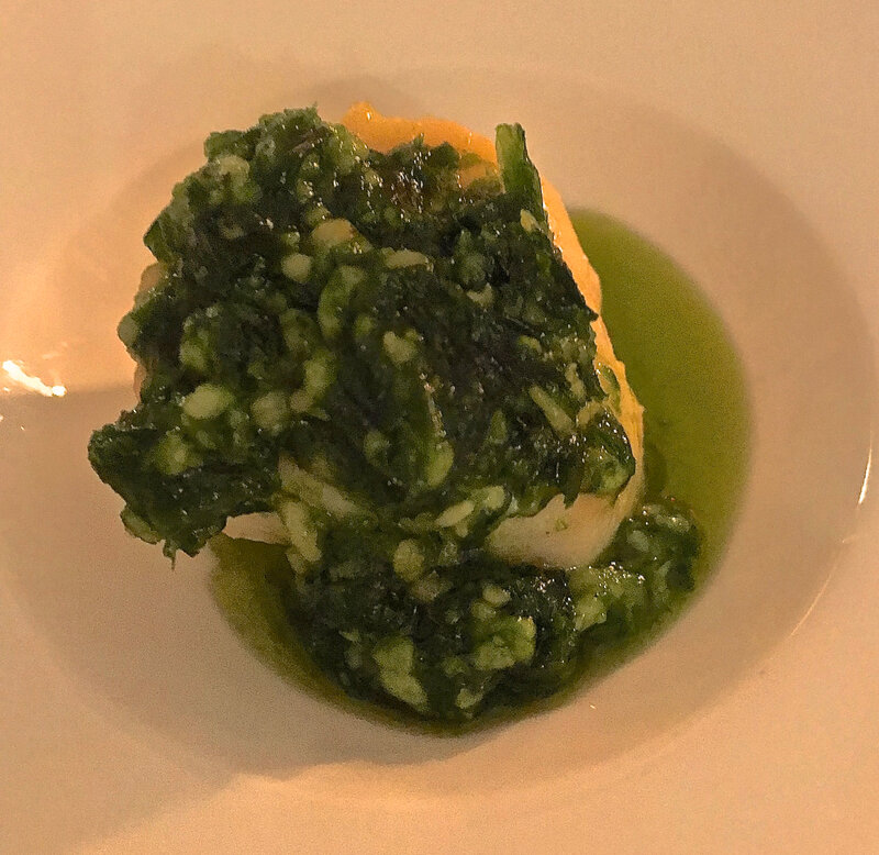 noix de St-Jacques au pesto d'ail des ours