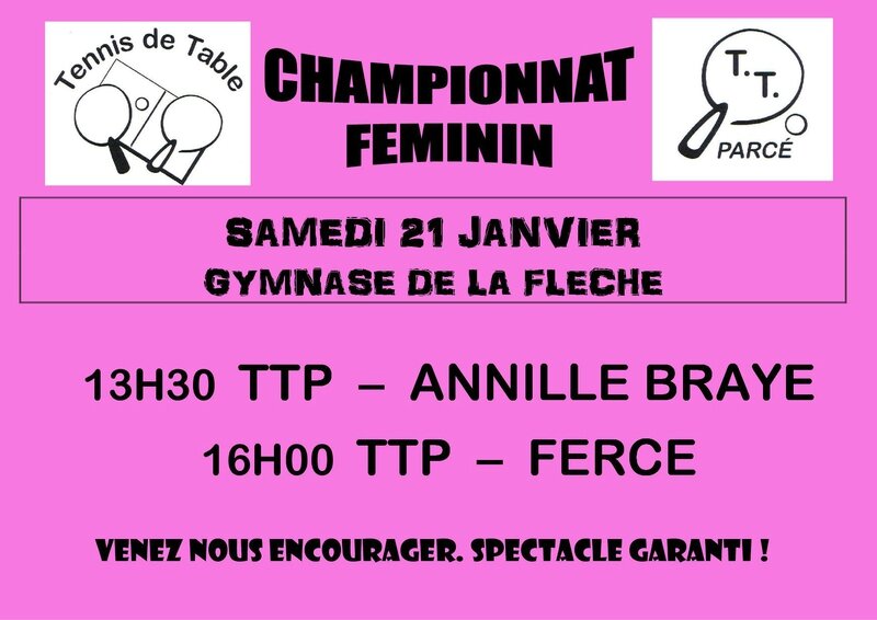Affiche Féminines Phase 2 J1 TTP 1