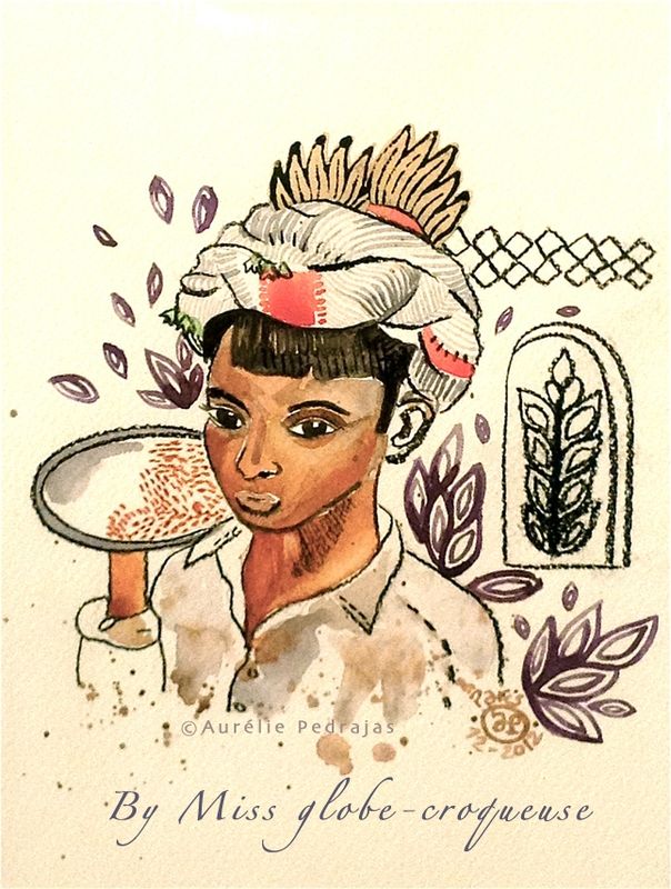 yemeni boy-vendeur de graines- aquarellle