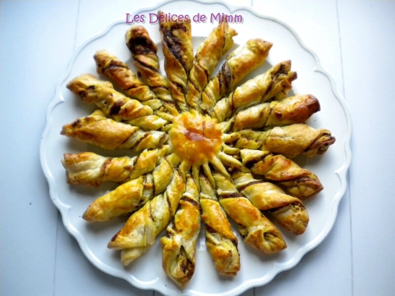 Soleil feuilleté pesto, pignons et parmesan pour l’apéro 3