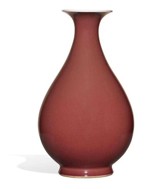 A rare copper-red bottle vase, yuhuchun ping, Qianlong seal mark and period (1736-1795)