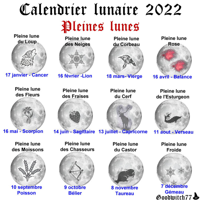 calendrier pleines lunes 2022