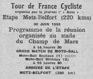 1933 07 01 Tour de France La Frontière 1 Annonce programme