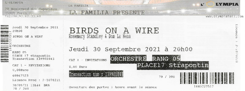 2021 09 30 Birds On A Wire Olympia Billet