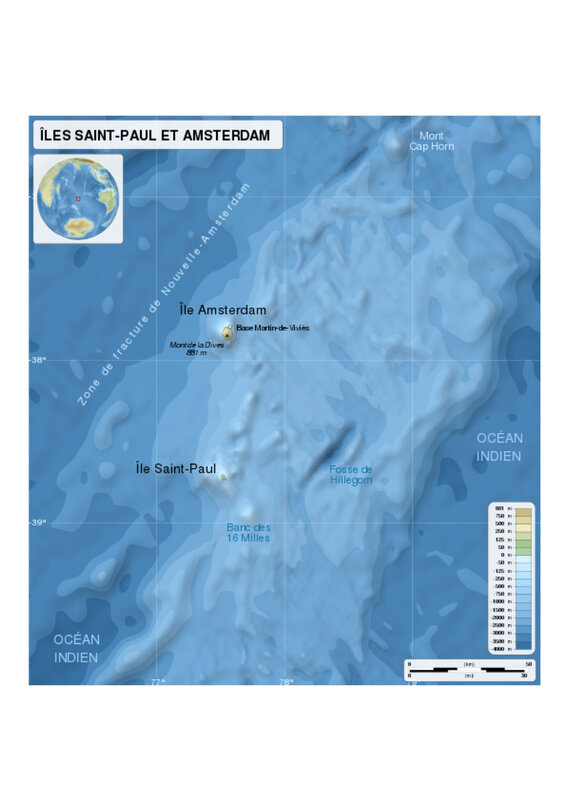 Saint-Paul et Amsterdam carte