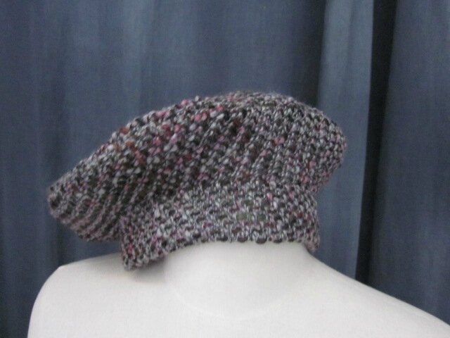 Béret SIMONE en maille chinée gris-vert-rose (12)